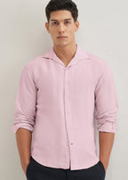 Pink Plain Linen Viscose Shirt