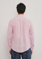 100% Linen Pink Stripe Shirt