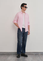 100% Linen Pink Stripe Shirt