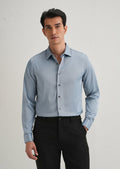 Blue Premium Satin-Finish Plain Shirt