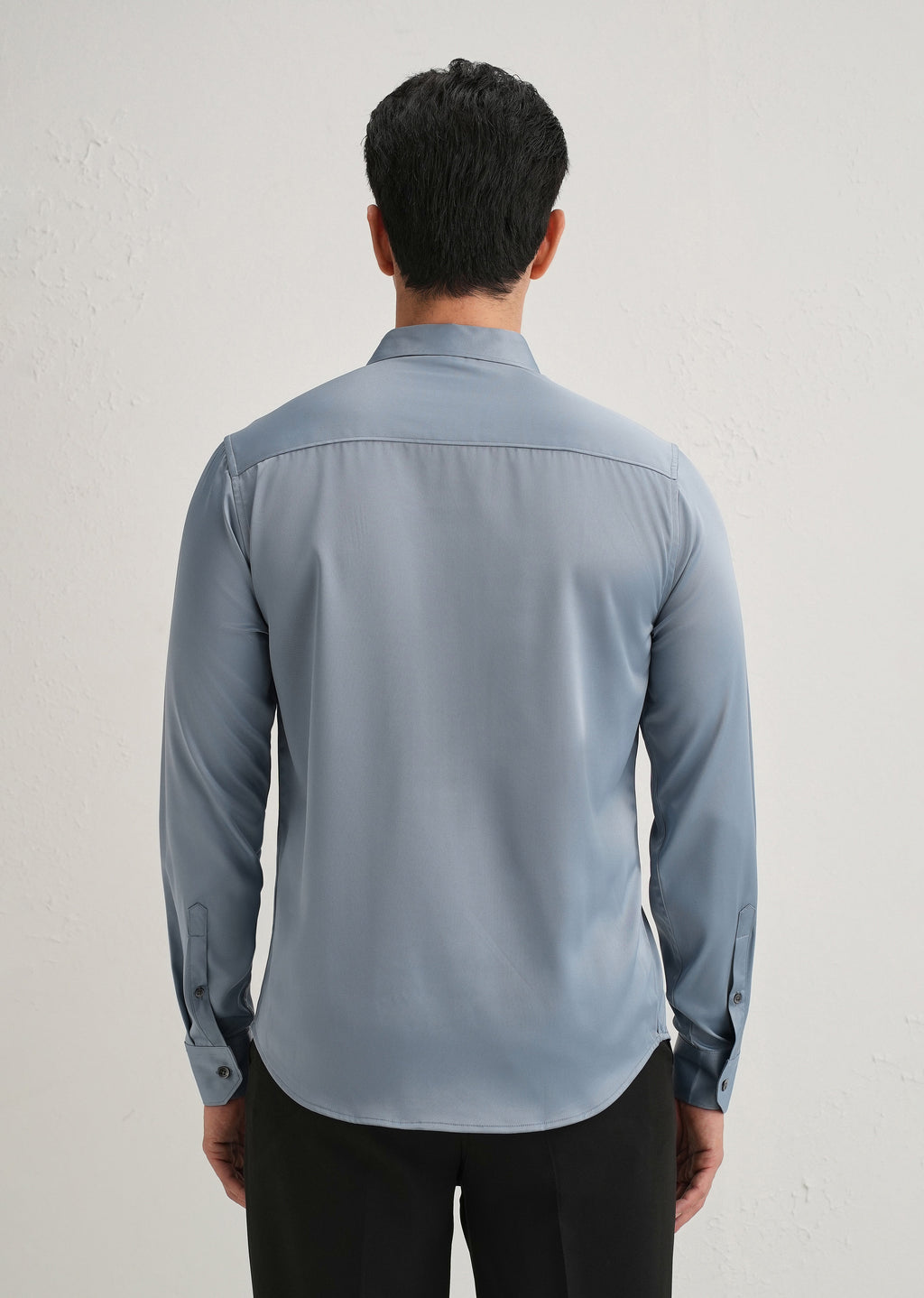 Blue Premium Satin-Finish Plain Shirt