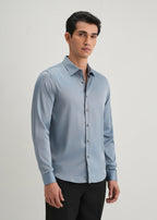 Blue Premium Satin-Finish Plain Shirt