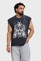 Restricted Washed Capsleeve Tank Dark Grey
