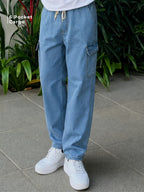 Light Blue Baggy Cargo Jeans