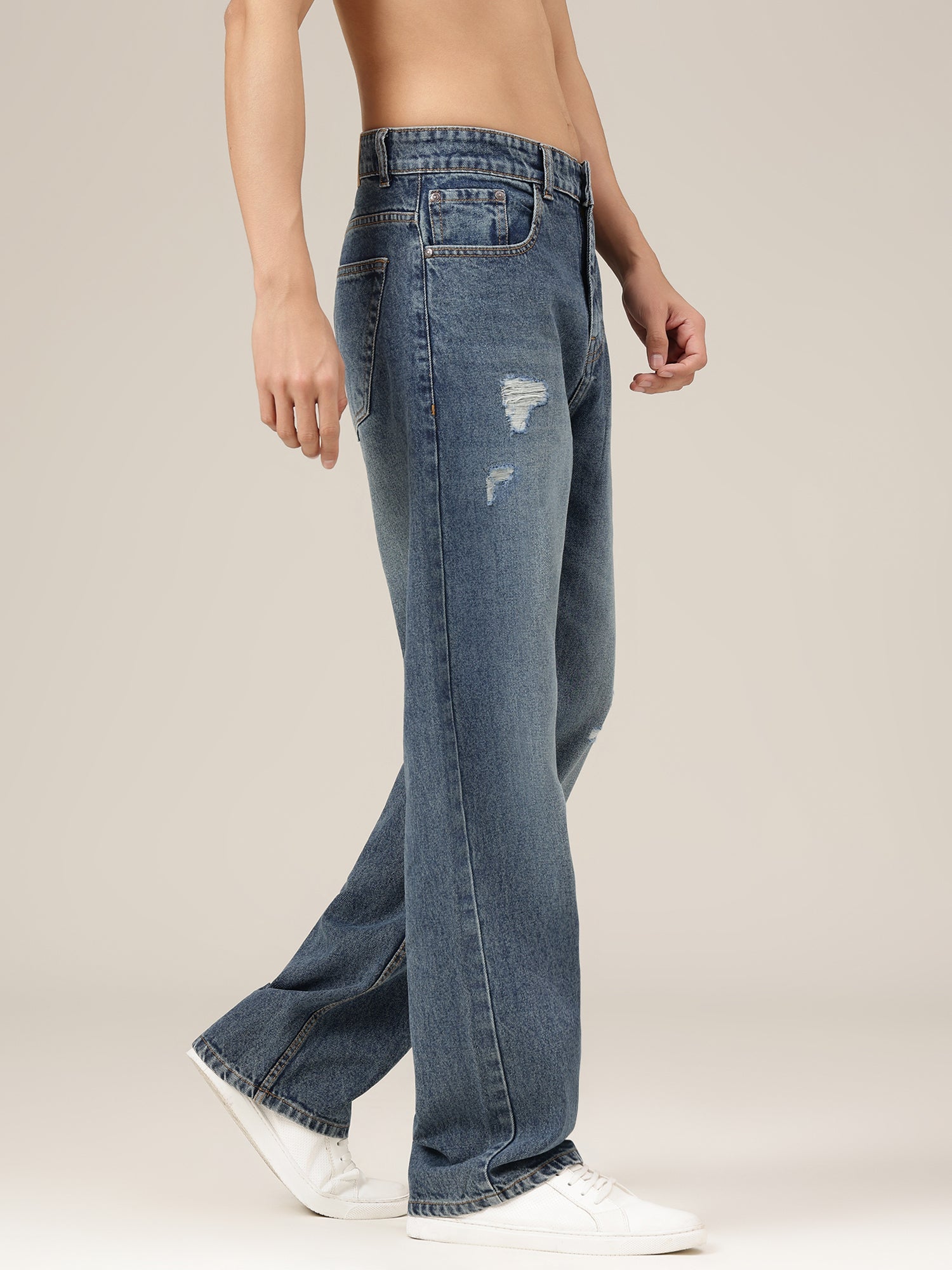 Retro Distressed Baggy Fit Jeans