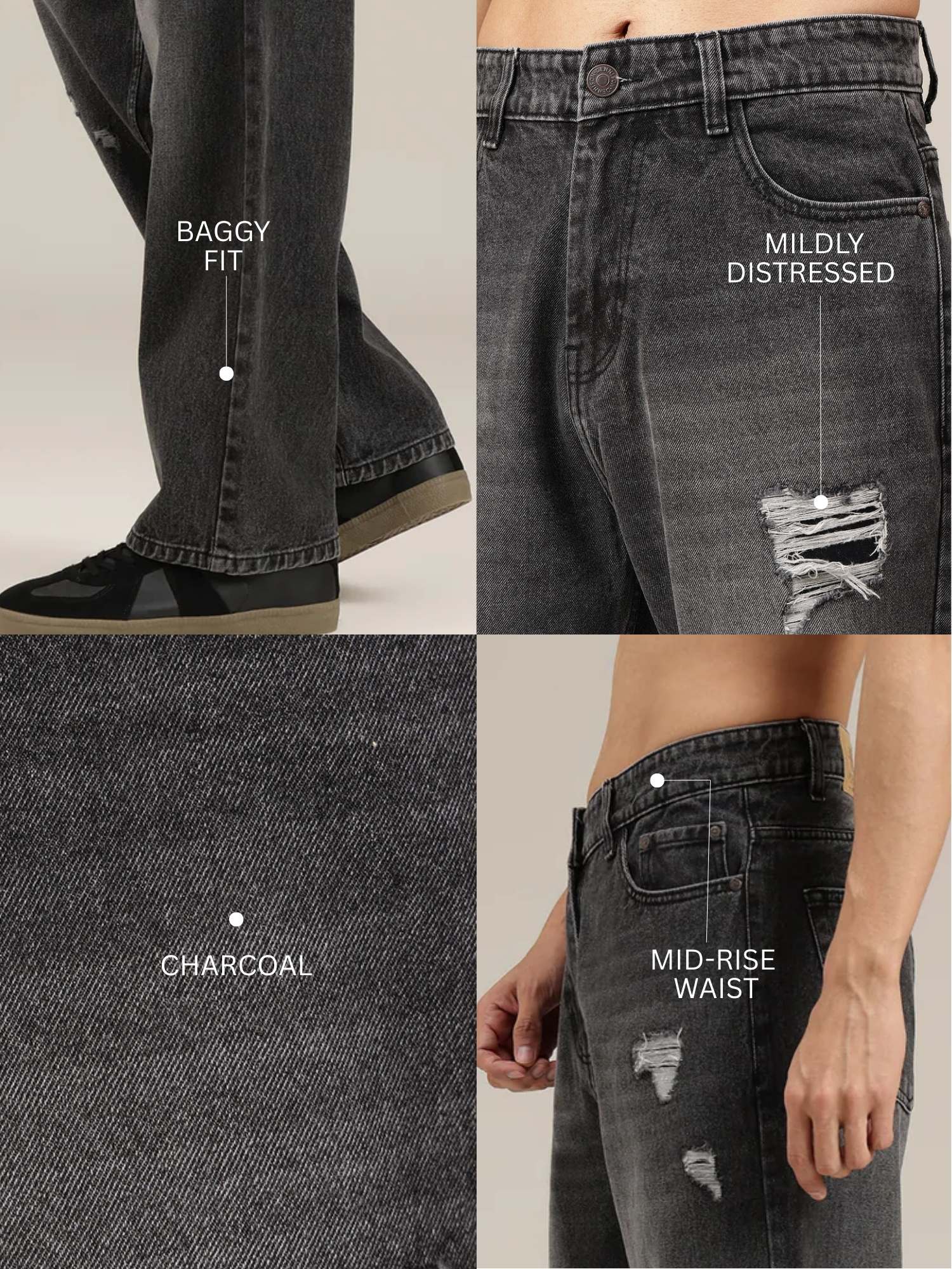 Gritty Distressed Baggy Fit