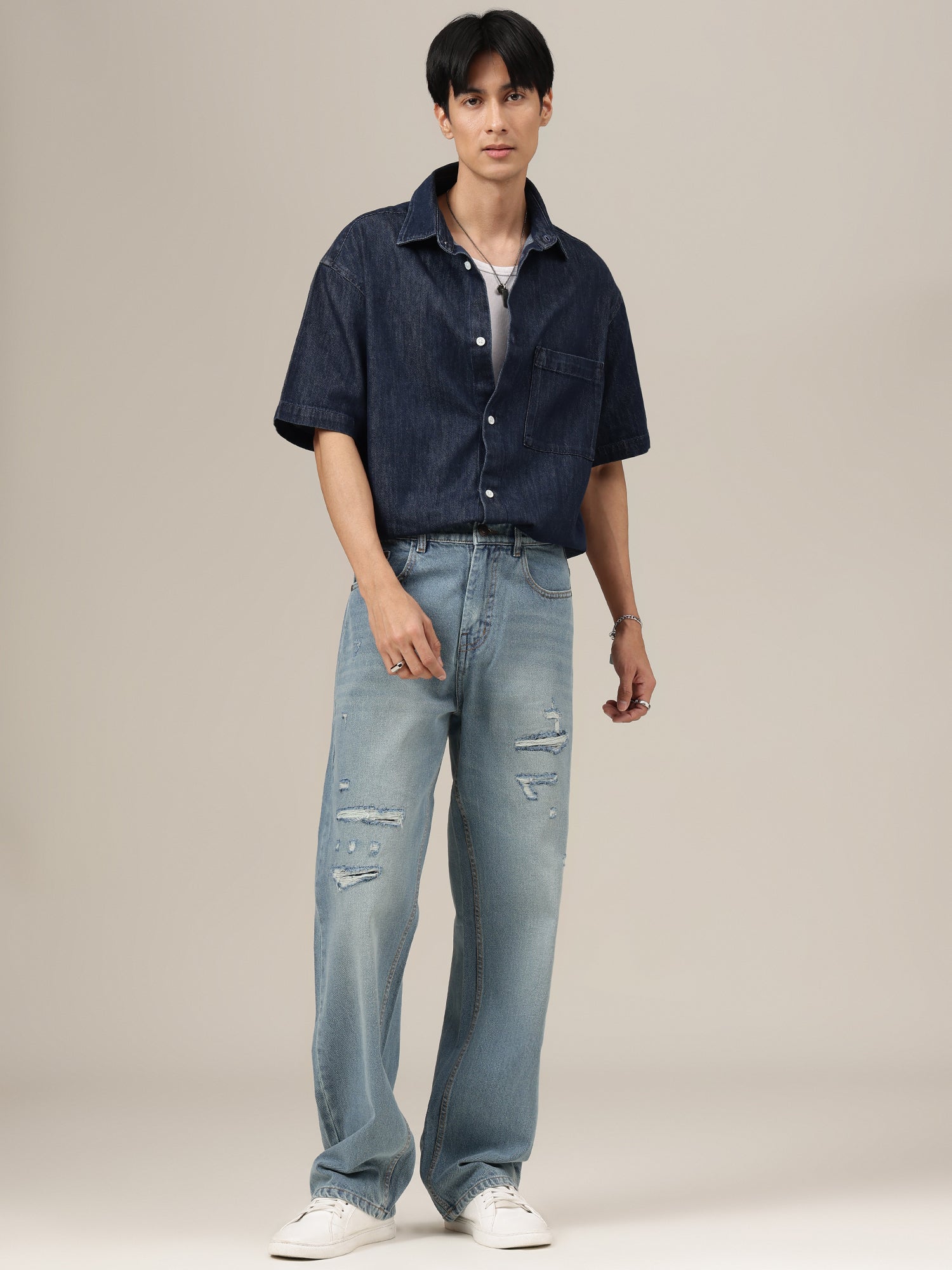 Baggy Fit Distressed Jeans
