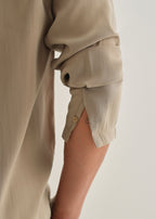 Sand Brown Loop Button-Down Plain Shirt
