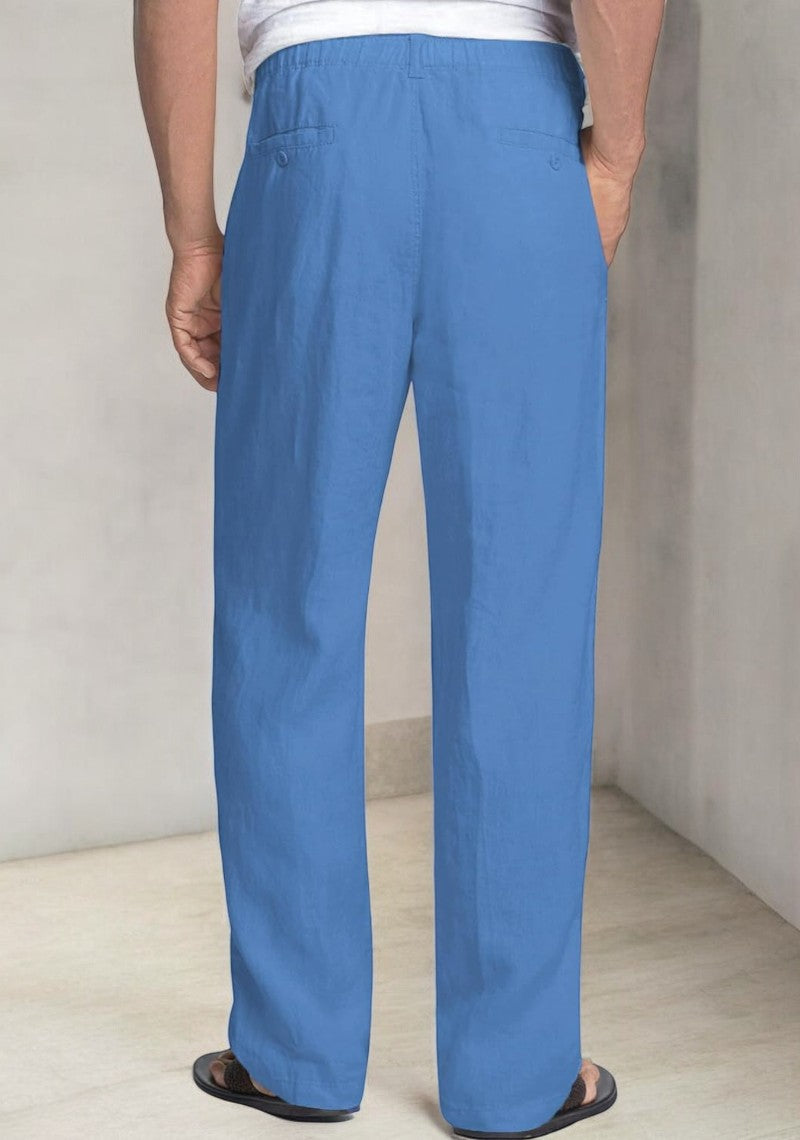 Pack of 2 Wine , Blue Linen Regular Fit Pant