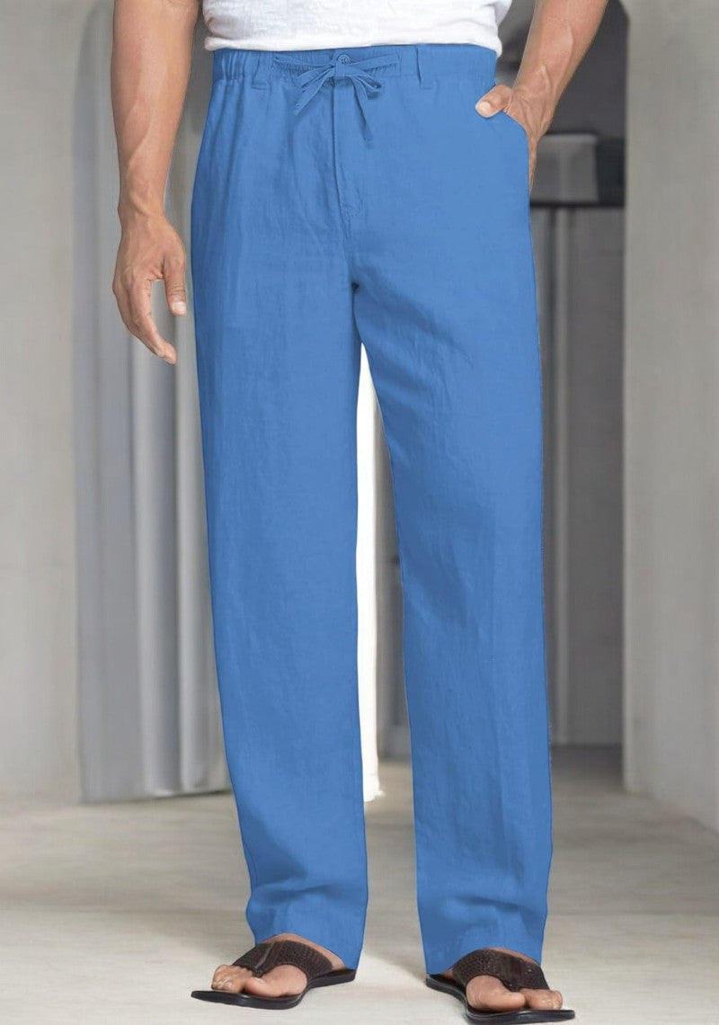 Pack of 2 Sky Blue Linen, Brown Regular Fit Pant