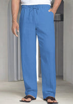 Pack of 2 Sky Blue Linen, Brown Regular Fit Pant