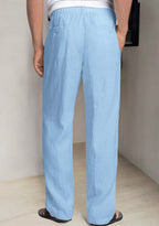 Pack of 2 Sky Blue , Navy Linen Regular Fit Pant-49379