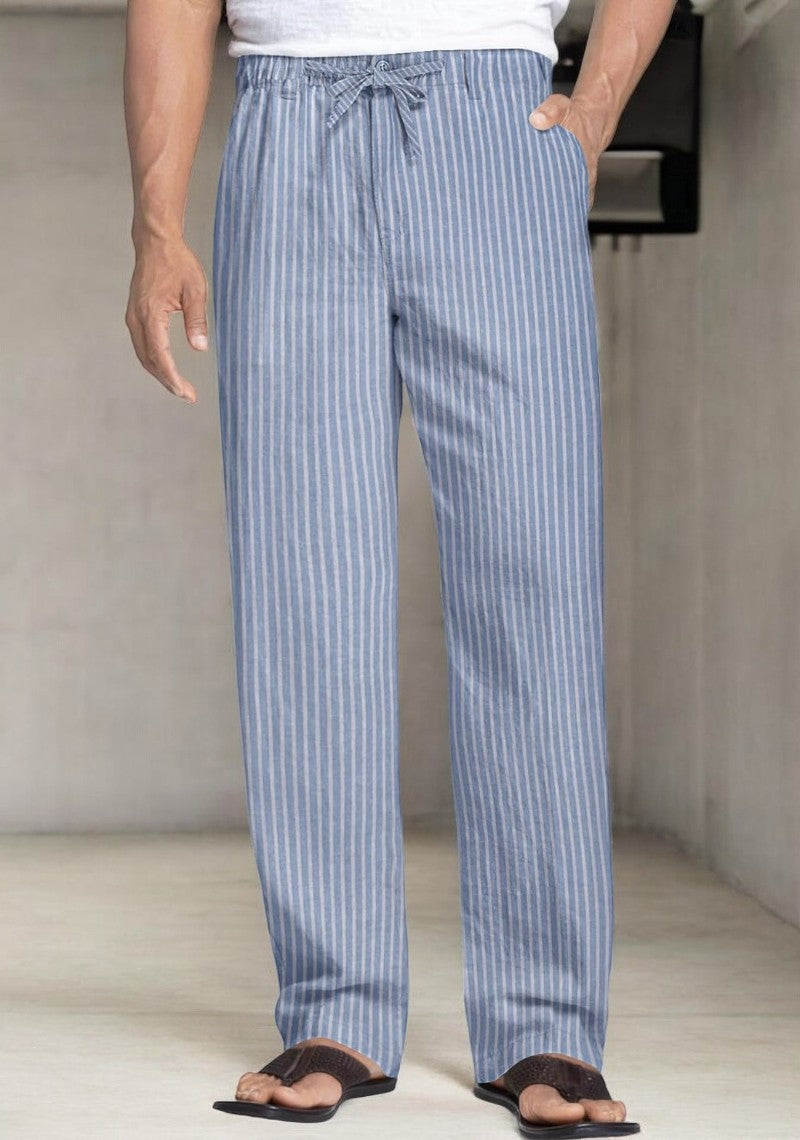 pack of 2 Gray and White  , Blue and White Linen Regular Fit Pant
