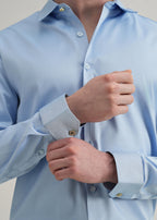 Sky Blue Plain Stitchless Placket Shirt