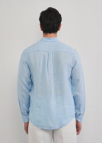 100% Linen Sky Blue Stripe Shirt