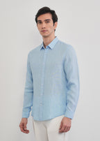 100% Linen Sky Blue Stripe Shirt