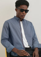 Stone Blue Contrast Placket Shirt
