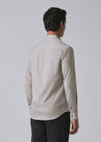 Stone Grey Cotton Stretch Plain Shirt