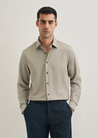 Stone Melange Wrinkle Free Plain Shirt
