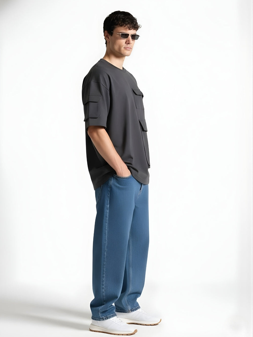 Cargo T-Shirt For Men - Dark Grey