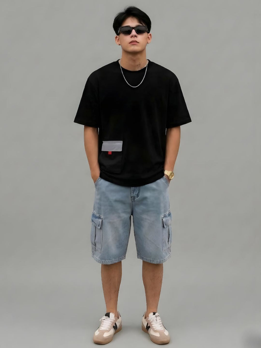 Cargo T-Shirt For Men -Black