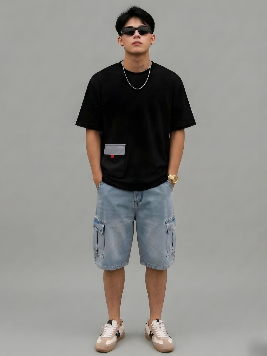 Cargo T-Shirt For Men -Black