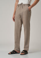 Tan Linen Relaxed Fit Trouser