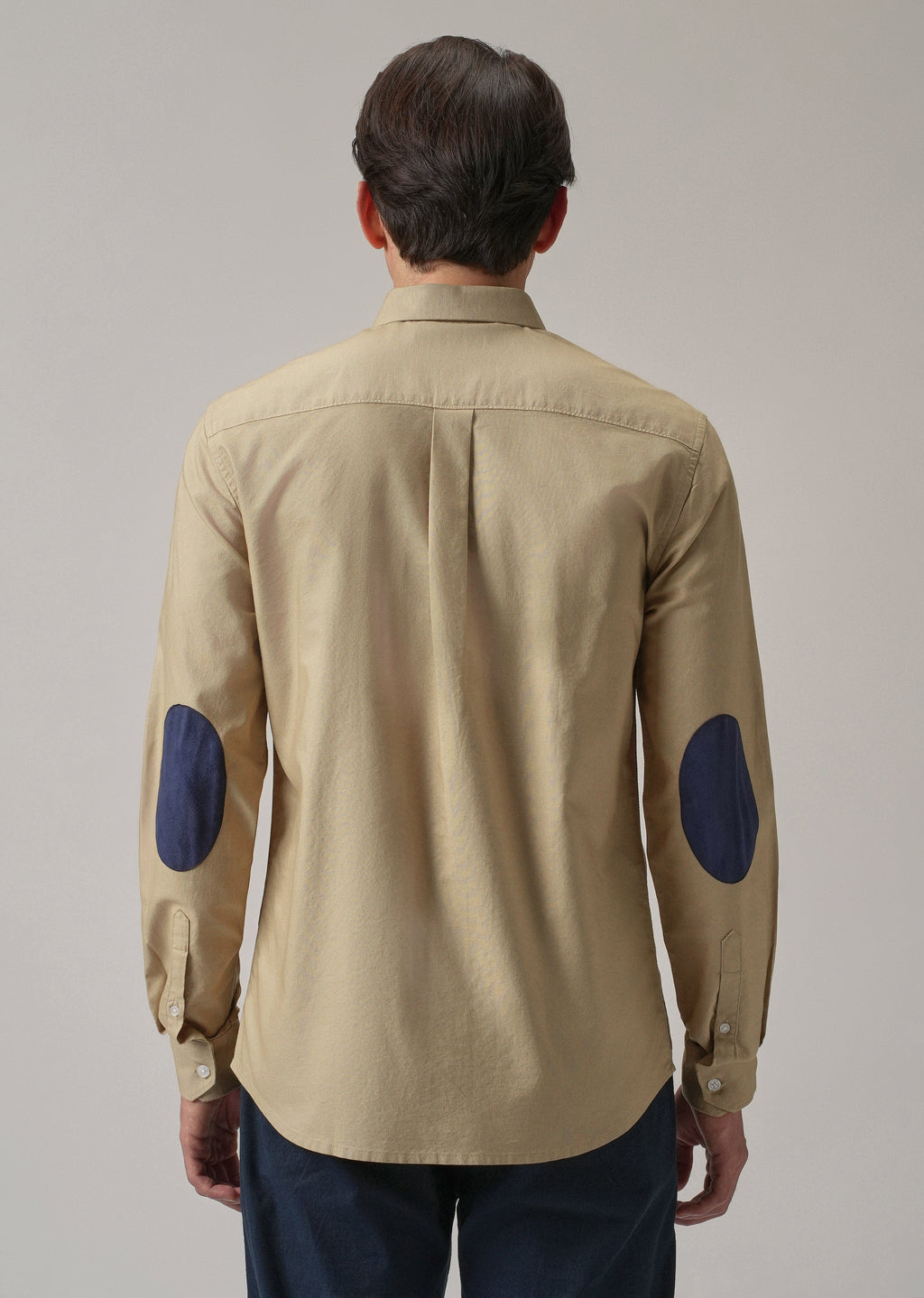 Tan Plain Elbow Patch Oxford Shirt