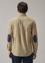Tan Plain Elbow Patch Oxford Shirt