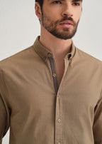 Tan Contrast Placket Shirt