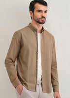Tan Contrast Placket Shirt