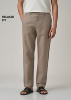 Tan Linen Relaxed Fit Trouser