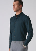 Teal Green Cotton Stretch Plain Shirt