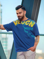 Heavy GSM Placement Print T-Shirt | Blue