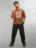 Oversized Fit Puffer Printed T-Shirt | Brown