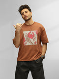 Oversized Fit Puffer Printed T-Shirt | Brown