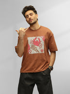 Oversized Fit Puffer Printed T-Shirt | Brown
