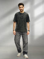 Washed Embroidery Patch T-Shirt   |  Black