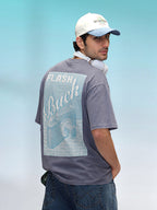 Casual Men Oversized Fit Tee With Graphic | Grey