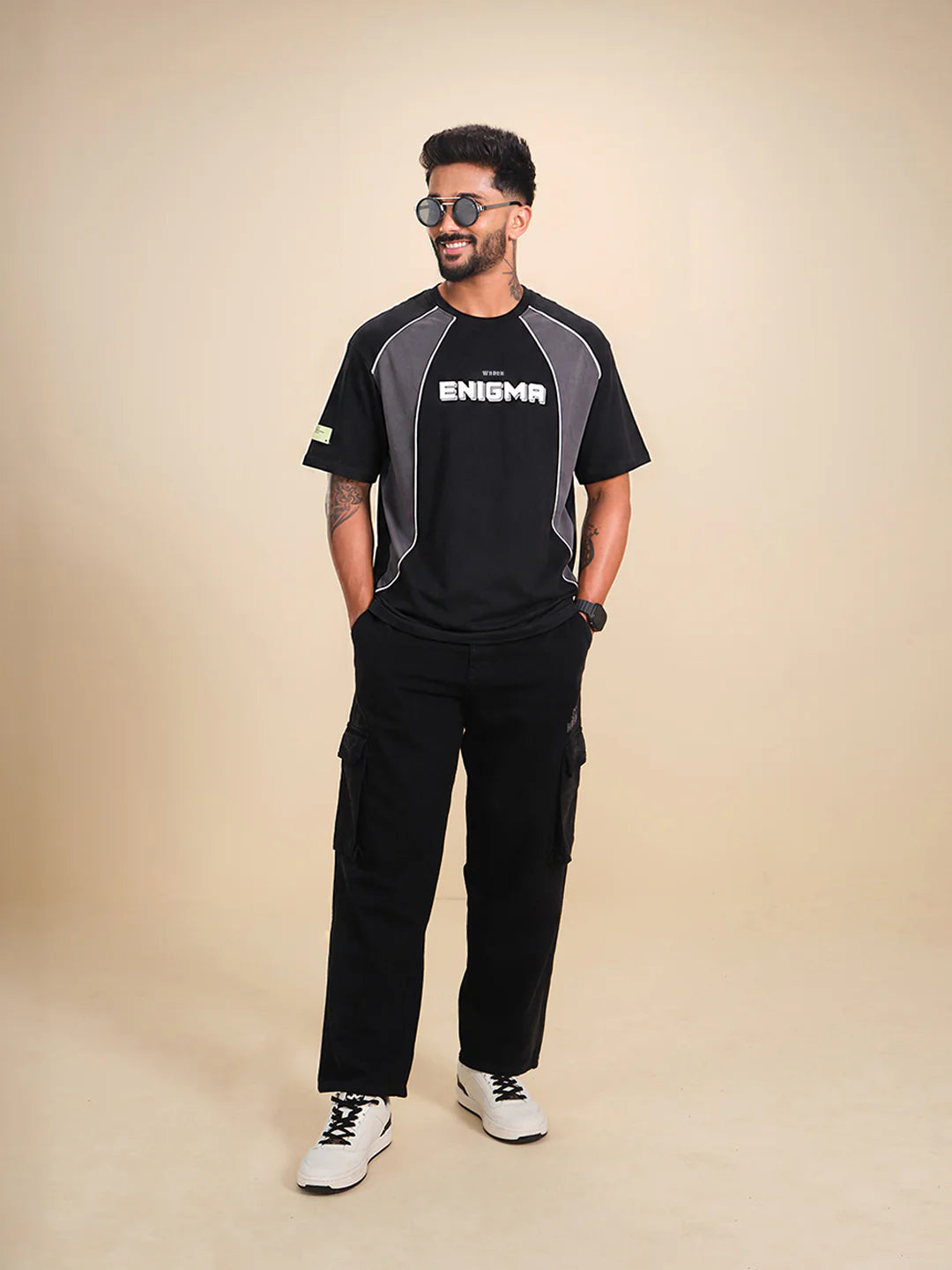 Casual Men Sporty Look Oversized Fit Tee With Print | Black