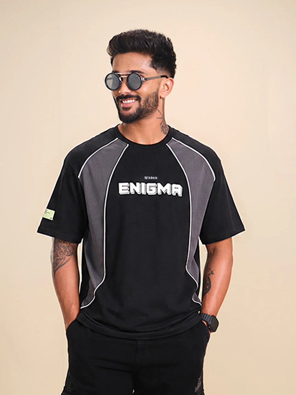 Casual Men Sporty Look Oversized Fit Tee With Print | Black