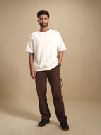 Solid Oversized Crew Neck T-shirt | Beige