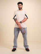 Placement Printed Oversized T-Shirt | Beige