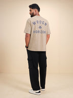 Washed Printed Oversized Fit Pure Cotton T-Shirt | Khaki