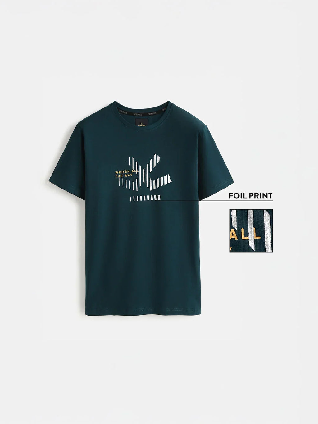 Foil Printed Slim Fit T-Shirt | Green