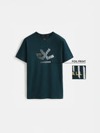 Foil Printed Slim Fit T-Shirt | Green