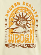 Zen Inspired Chest Print Graphic Crew Neck T-Shirt  |  Yellow