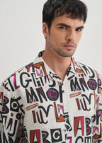 White Artform Typo Printed Shirt