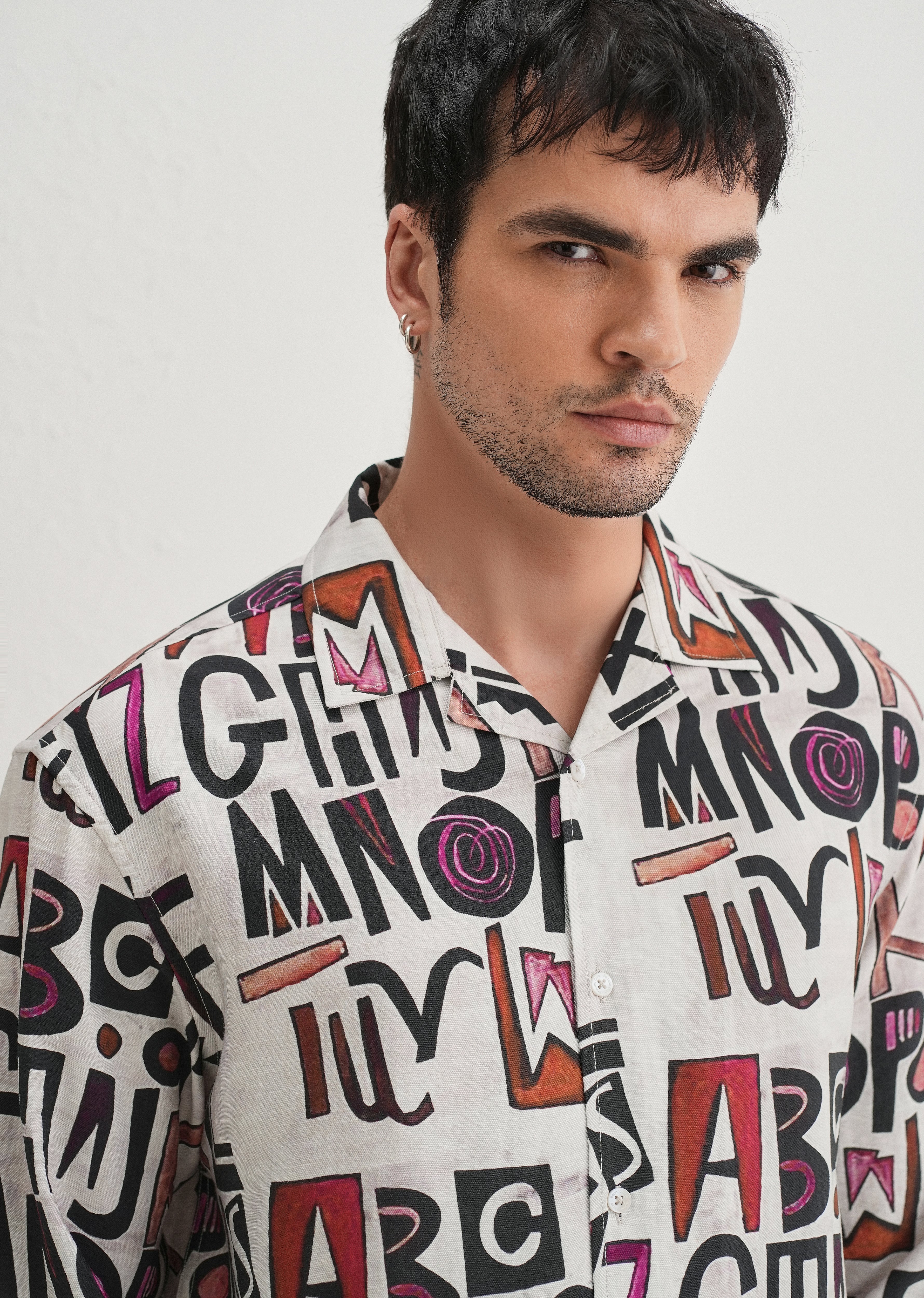 White Artform Typo Printed Shirt