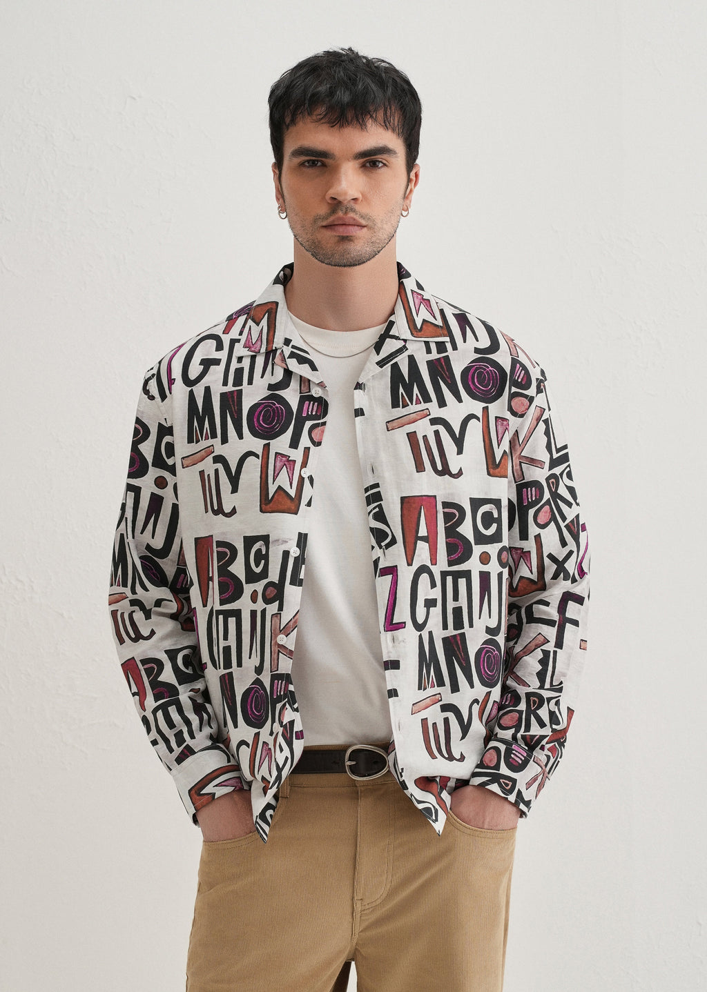 White Artform Typo Printed Shirt